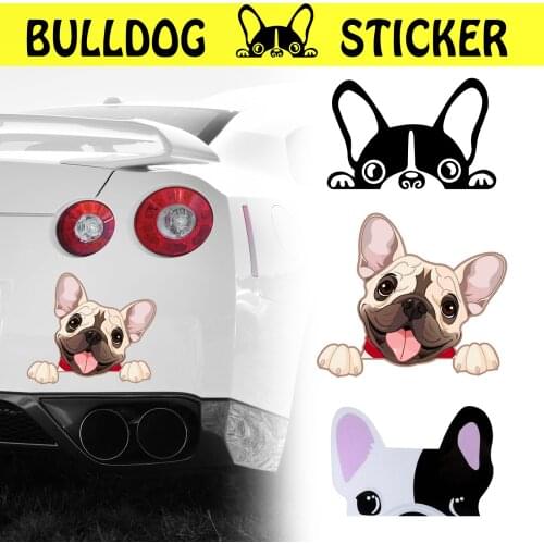 Cute 3D Bulldog Car Sticker Waterproof pet dog Car Wall Windows Laptop Decoration Toilet Sticker Fridge Sticker Auto Body Decor