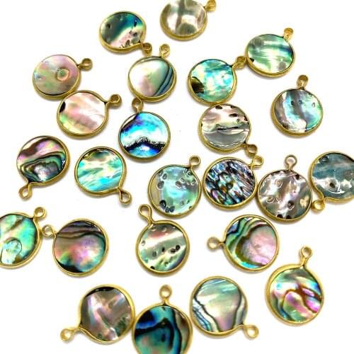 Natural Shell Flower Small Pendant Necklace Bracelet Jewelry Earrings Accessories Pendant Handmade Wholesale Round 11x14mm