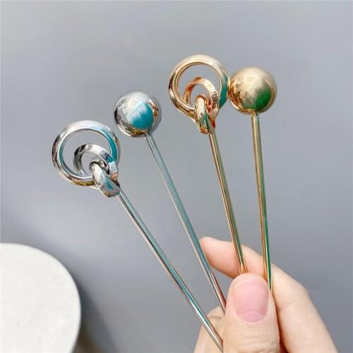 2021 new design hairpin ancient style hairpin hair daily simple metal Japanese meatball hairpin head jewelry styling assistance