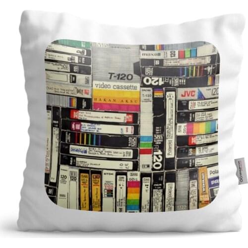 Personalized Retro VHS Design White Satin Pillow-1
