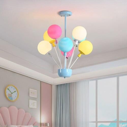 Modern Pendent Hanging Lamp Lights LED Bulbs Colorful Balloons Kids Individuality Childrens Room Decoration Light Fixtures