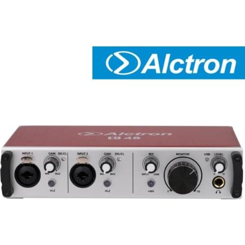 Alctron U48 Portable Dual Channel USB External Sound Card Audio Interface Good Compatibility For Live Broadcast Studio Recording