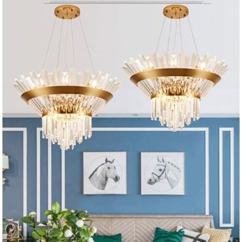 Postmodern minimalist light luxury round crystal lamp living room chandelier restaurant lamp creative villa lamp