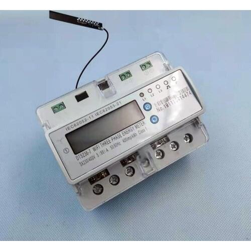 Din rail mounting App ON/OFF Control 3 phase wireless energy meter with 380V 5(60)A