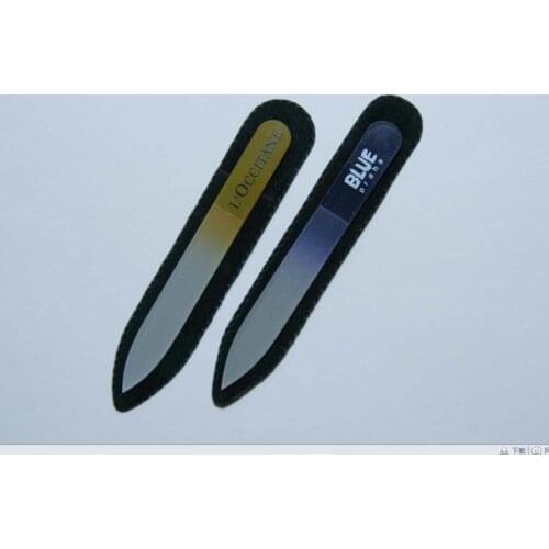 Promo nail files glass crystal file imprinted with your brand or logotype with black velvet pouch 500PCS#NF009