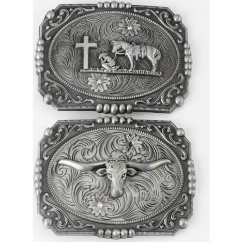 Mens Metal belt buckle DIY western style cross horse alloy belt accessories fashion texture