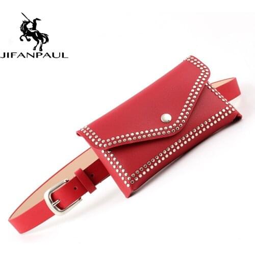 JIFANPAUL Fashion Female belts Pin Studded belt bag Genuine Leather Belts For Belt Waistband Adjust Fashion Casual Women Belt