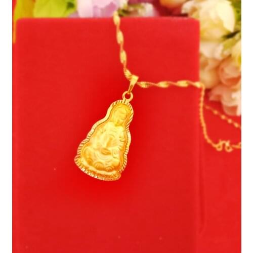 Luxury Fashion 14K Gold Jewelry for Men Women Necklace Yellow Gold Chain with Delicate Buddha Pendant Jewelry Birthday Gifts