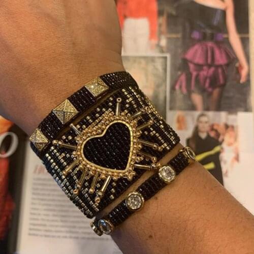 Rttooas Handmade Heart Bracelets Pulseras Mujer Moda 2020 Women Fashion Rivet Charm Bracelets Miyuki Beaded Jewelry