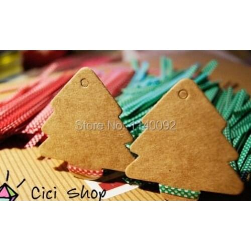 DIY blank christmas tree kraft paper hang tag/gift packing decorated card/swing tag/baking price tag 200 pcs a lot