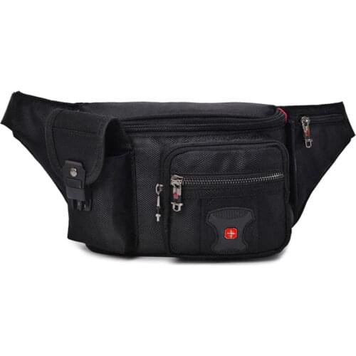 Swiss Multi-function Oxford Waist Bag Men Black Casual Funny Pack Male Multi-pocket Women Money Pouch Belly Bag For Cellphones