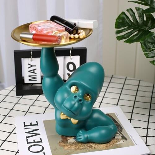 Resin Key Storage King Kong Statue Gorilla Home Decor Ornaments Creative Living Room Desktop Home Decoration Animal Figurines