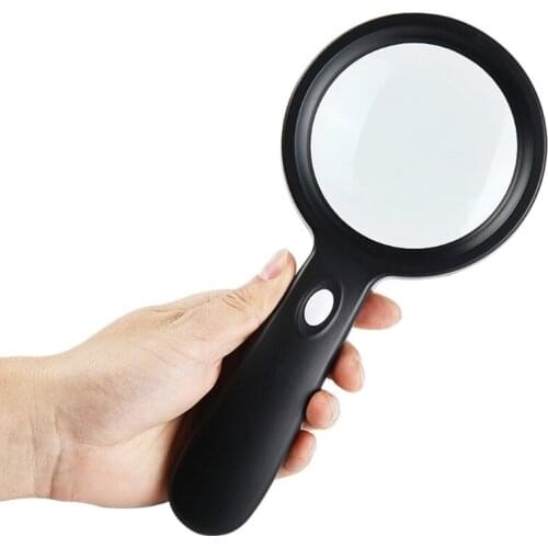Lighted Magnifying Glass-10X Hand held Large Reading Magnifying Glasses with 12 LED Illuminated Light for Seniors Repair