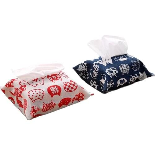 Fabric Tissue Box Cute Cat Napkin Holder Papers Towel Bag Tissue Container For Car Kitchen Bathroom Toilet Home Storage Supplies