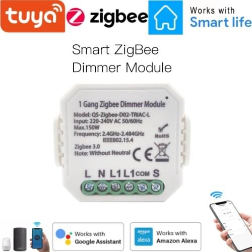 Tuya Zigbee Smart Dimmer Switch Module Control Light Switch Controller Automation module Relay Work With Alexa/Google Home