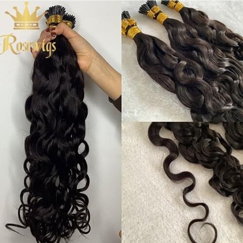Body Weave I Tip Hair Extension 100 strand Remy Brazilian Microlinks Human Hair Keratin Hair Black Brown Color For Women