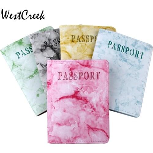 WESTCREEK Brand Color Marble Leather Card Holder Document Storage Bag Passport Case Passport Holder