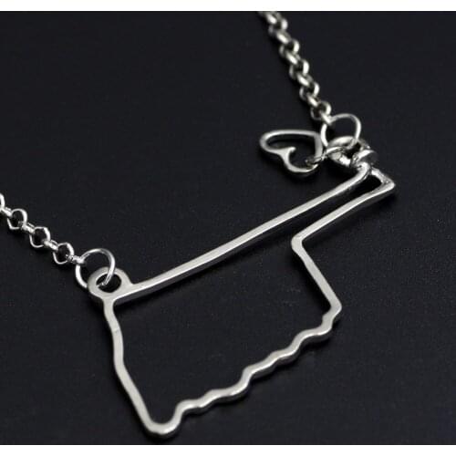 Youe shone Oklahoma Necklace State Necklace Ok State Necklace Personalized Custom Country Necklace Silver Or Gold
