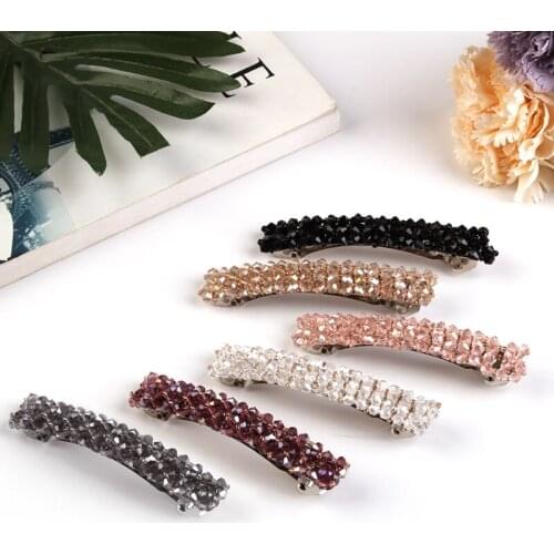 6PCS Women Hair Clip Decorative Rhinestone Hair Side Clip Hair Barrette Hair Pin Crystal Bead Weave Hair Clip Headwear
