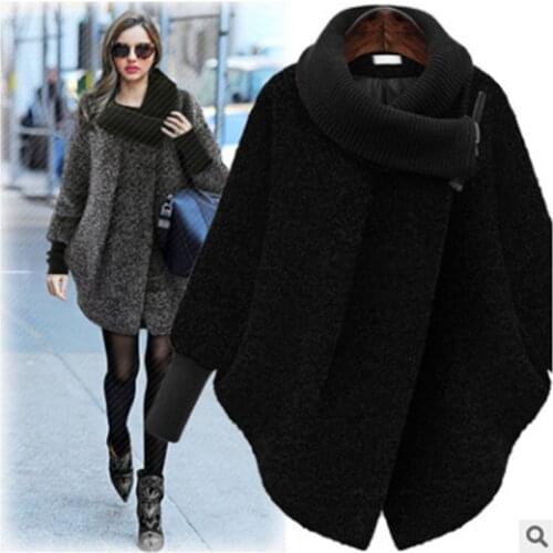 Winter Woolen Womens Coat 2021 New Fashion Jacket Streetwear High-Neck Mid-Length Covered Button Loose Woolen Coat