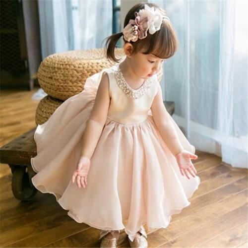 1St Birthday Party Baby Girls Dress Toddler Children Dress For Wedding And Party Pearl Princess Kids Dresses For Girls Ball Gown