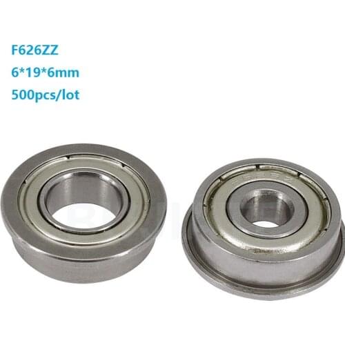 500pcs/lot F626ZZ F626Z F626 Z ZZ F626-ZZ 6x19x6mm flange deep groove Ball Bearing Miniature 6*19*6mm