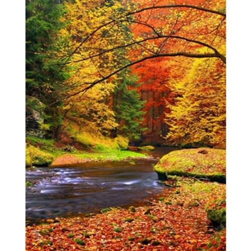 GELANYOUPIN 5D DIY Diamond Embroidery maple landscape Diamond Painting Full Diamond Mosaic Needlework Crafts Home Paintings