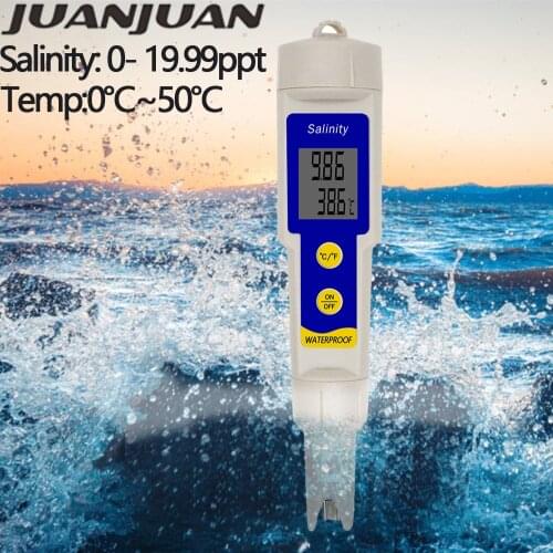 Digital Salinity Tester Salt Meter 2 in1 Temp Salinometer Aquarium Salty Testers Marine Salinity Pool Testing Salinometer 40%Off