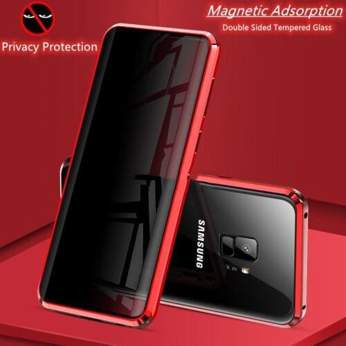 Privacy Protective Magnetic Case ForSamsung S21 S20 S10 S8 S9 Plus Ultra A50 A70 A51 A71 Note 20 10 9 8 Double Sided Glass Cover