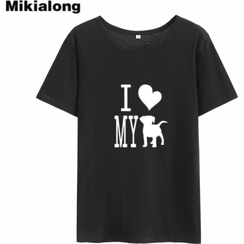 Mikialong I Love My Dog T-shirt Women Summer Kawaii Tshirts Cotton Women White Printed Tee Shirt Femme Tumblr T Shirt Women