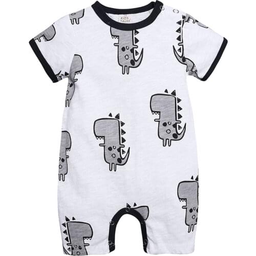Cartoon Print Newborn Baby Romper Cotton Short Sleeve Baby Girl Clothes Summer Toddler Romper 0-24 Months Infant Clothing