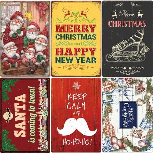Metal Vintage Merry Christmas Shabby Decor Metal Sign Tin Sign Metal Poster Retro Plate Home Bar Pub Decoration Iron Paintings
