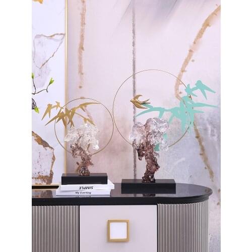 Resin Rockery And Bird Model Room Decoration Creative Home Living Room Porch Desktop Decoration Office Hotel Soft Furnishings