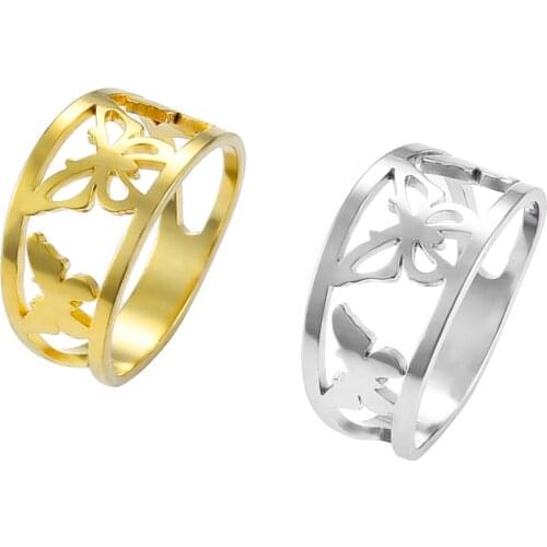 Fashion Butterfly Stainless Steel Ring Hot Gold Rings Set for Women Wedding Jewelry Gift