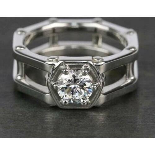 New Mens and Womens Rings, Simple Hollow Double-layer Wedding Rings, Zircon Hand Jewelry Fashion Party Gift Accessories