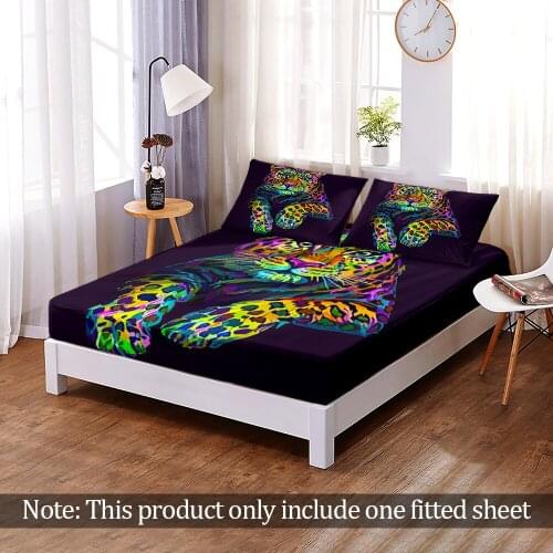 Queen King Size Custom 3D Print Panda Elephant Jungle Wild Animals Elastic Band Bed Sheet Fitted Sheet 1pc Bedroom Decor