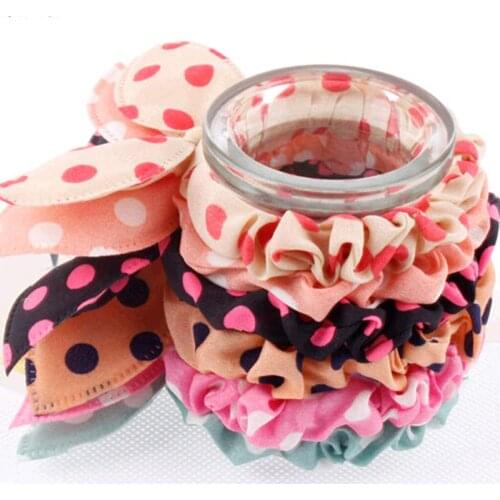 Small Rabbit Ear Hair Scrunchies Stripes Dots Lovely Colors Knot Women Kids Ponytail Holder Bow Gum Headwear Hair Accessories