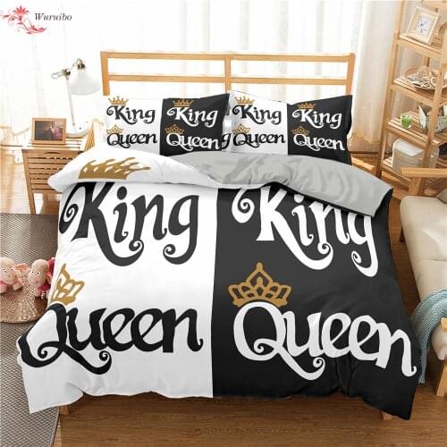 3D Luxury Royal Crown Bedding Sets 2 People Couple Beds Duvet Cover Pillowcase 2/3pcs Twin Queen King Size Bed Clothes Bed Cover