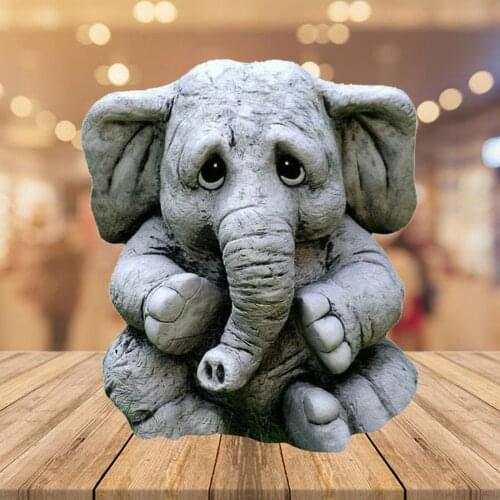 Sitting Elephants Figurine Decor Gardening Statues Accessories Indoor Outdoor Home Office Garden Lawn Decor Ornament
