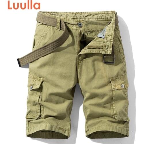 Luulla Men Summer New Classic Stretch Twill Cotton Cargo Shorts Men Casual Fashion Solid Mutil Pockets Legwear Cargo Shorts Men