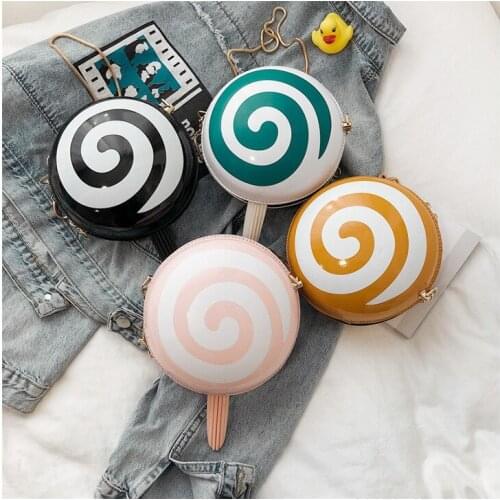 2020 Brand New Women’s Bags Lollipop Shape Cross Body Bag Female Girls Zipper Chain Small Round Bag Cute Summer Bag
