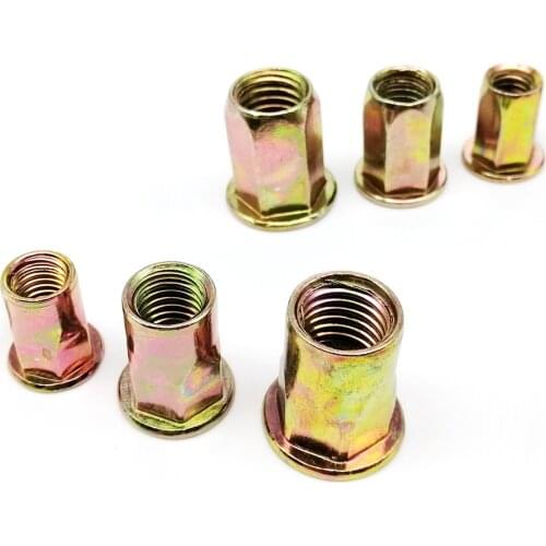 5/10/20pcs M4 M5 M6 M8 M10 M12 High Quality Carbon Steel Half Semi Hex Hexagon Flat Head Binding Insert Rivet Nut Rivnut Nutsert
