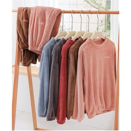 Fairy warm pants women winter coral velvet home pants pajamas wear casual slacks loose warm suit women