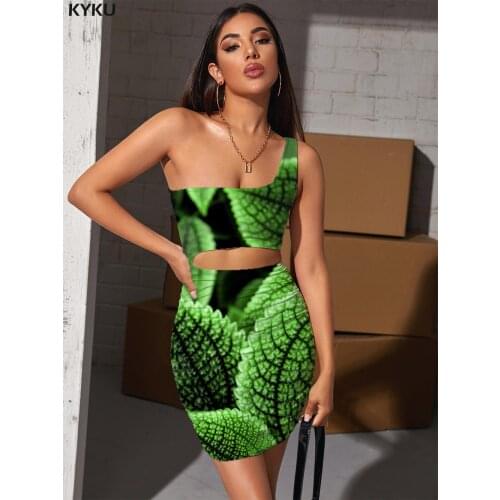 KYKU Brand Mint Dress Women Green Bodycon Dress Harajuku Pleating Womens Clothing Mini Evening New Korean Style Fashion
