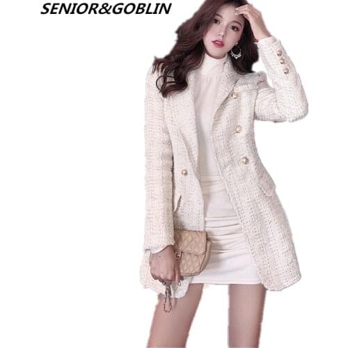 2020 Brand Lady Winter Double Breasted Woolen Jacket Coat Women Vintage Casaco Femme Warm Tweed Jacket Elegant Overcoat