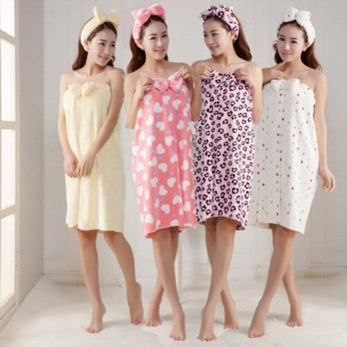1Pcs Absorbent Wrap Body Bath SPA Women Microfiber Bow Headband+Bath Towel Shower