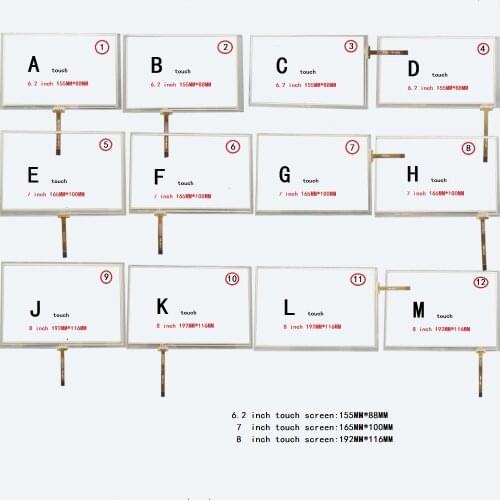 10pcs/lot 6.2 inch 155*88 7 inch 165*100 8 inch 192*116 192*117 touch screen Resistance compatible touch panel