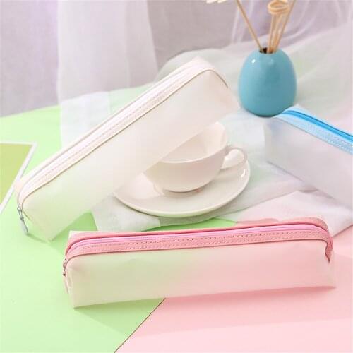 2021 New 4 Color Transparent Pencil Case Simple Office Student Pencil Bag Pencil Box School Box Pencils Pouch Stationery