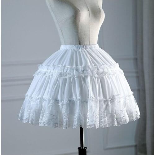 2021 Summer Petticoats Puffy Lace Skirt Vintage Dress Underskirts Women2 Hoops Plus Size Dance Crinoline Petticoat White
