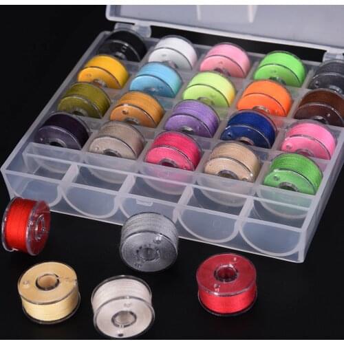 25Pcs Bobbins Box Set With Sewing Thread Machine Spools Colorful Plastic Case Storage Box Sewing Equipment Tools Accessories